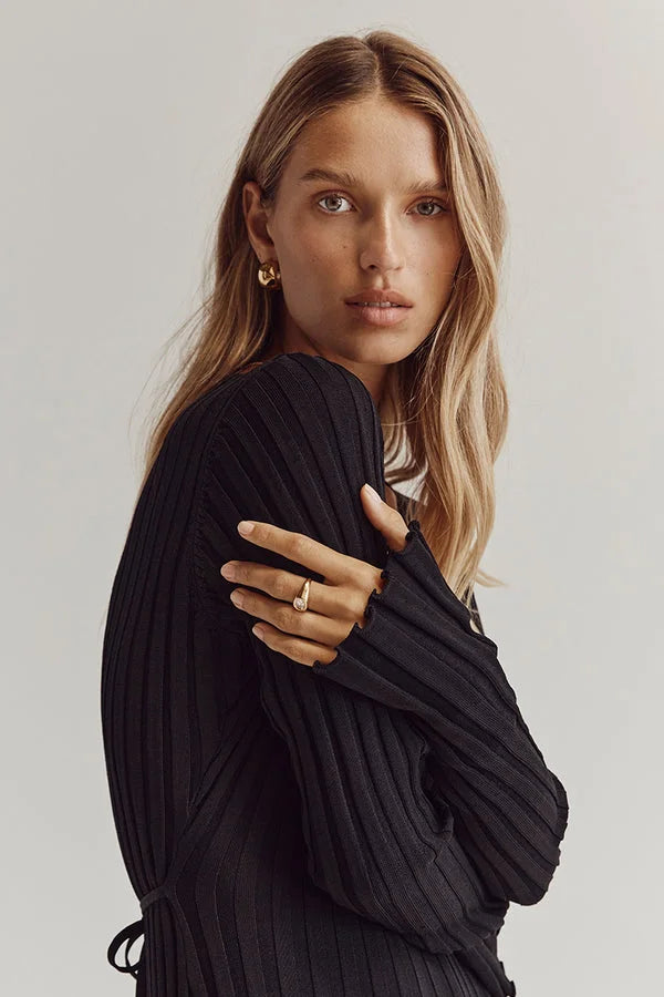 Gloria Vestido de Punto Acanalado con Cinturón