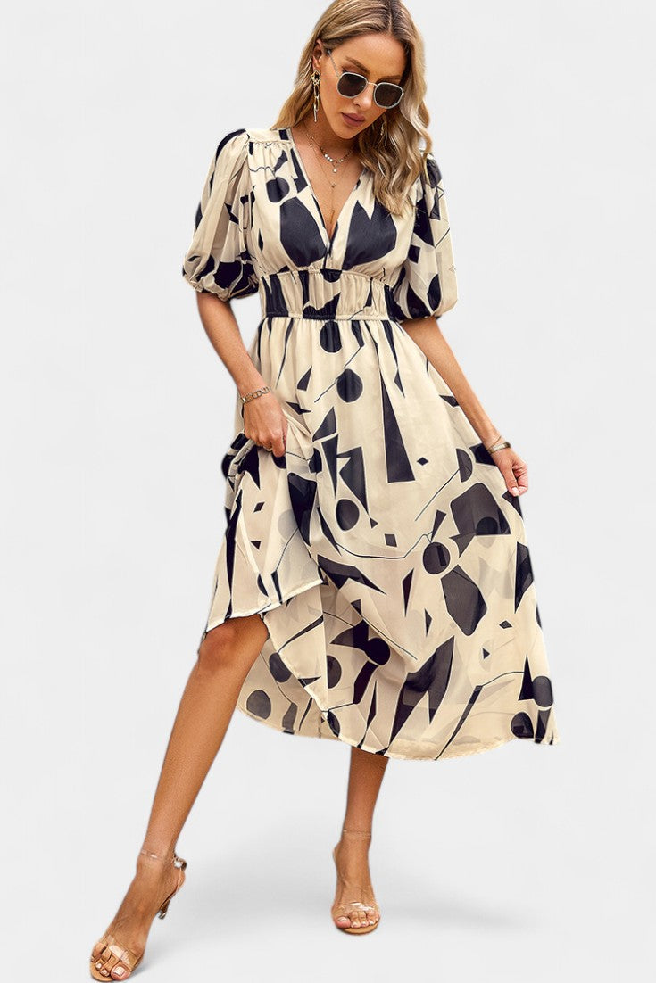 Georgina Vestido Midi Floral con Escote en V