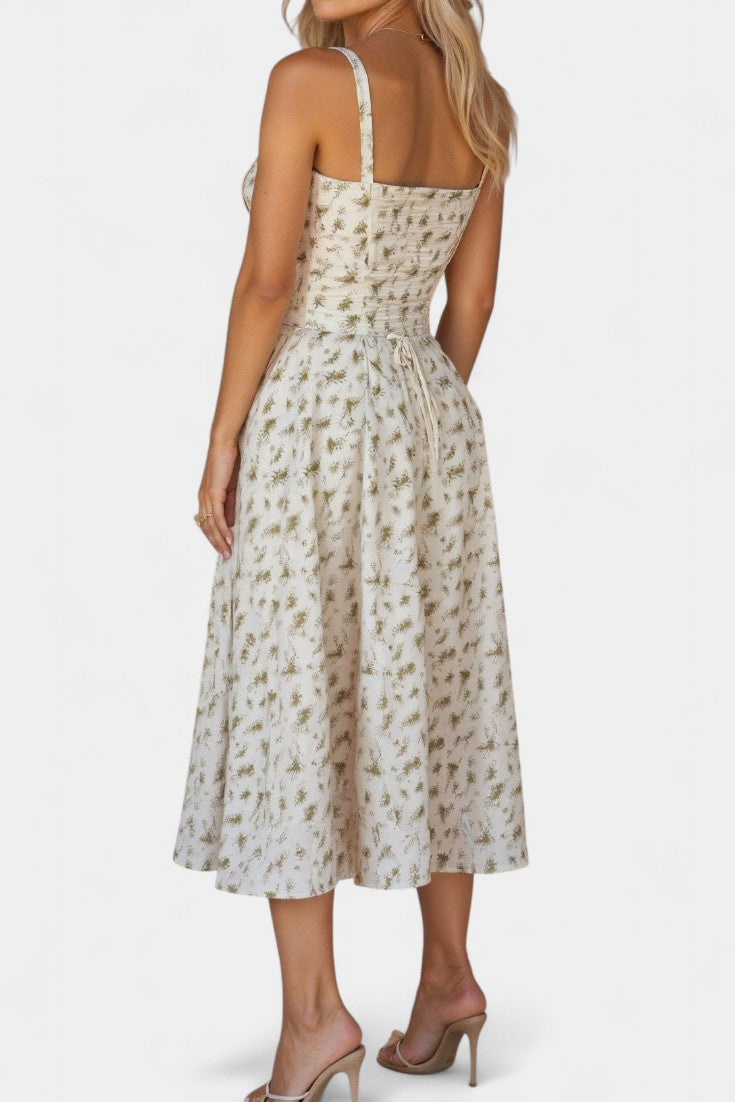 Flora Vestido Midi A-Line con Corsé