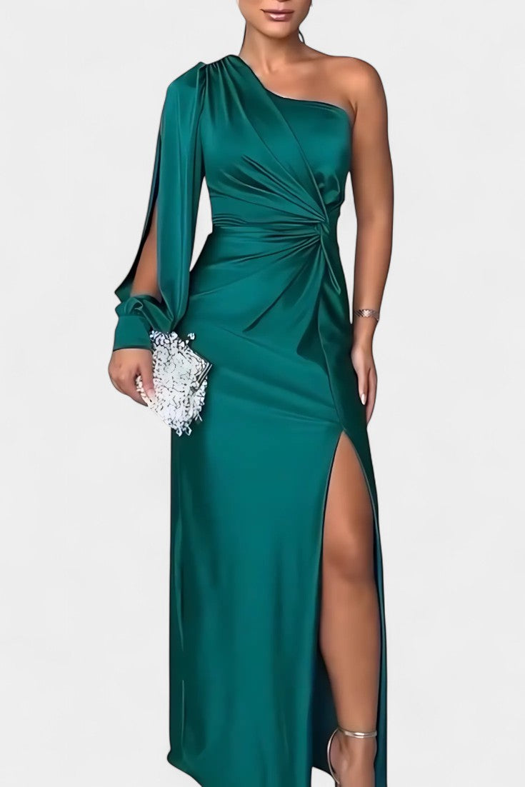 Charlotte Vestido Asimétrico Drapado de Un Hombro