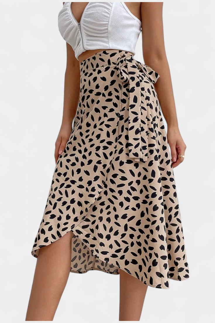 Camila Falda Envolvente Boho con Estampado Asimétrico