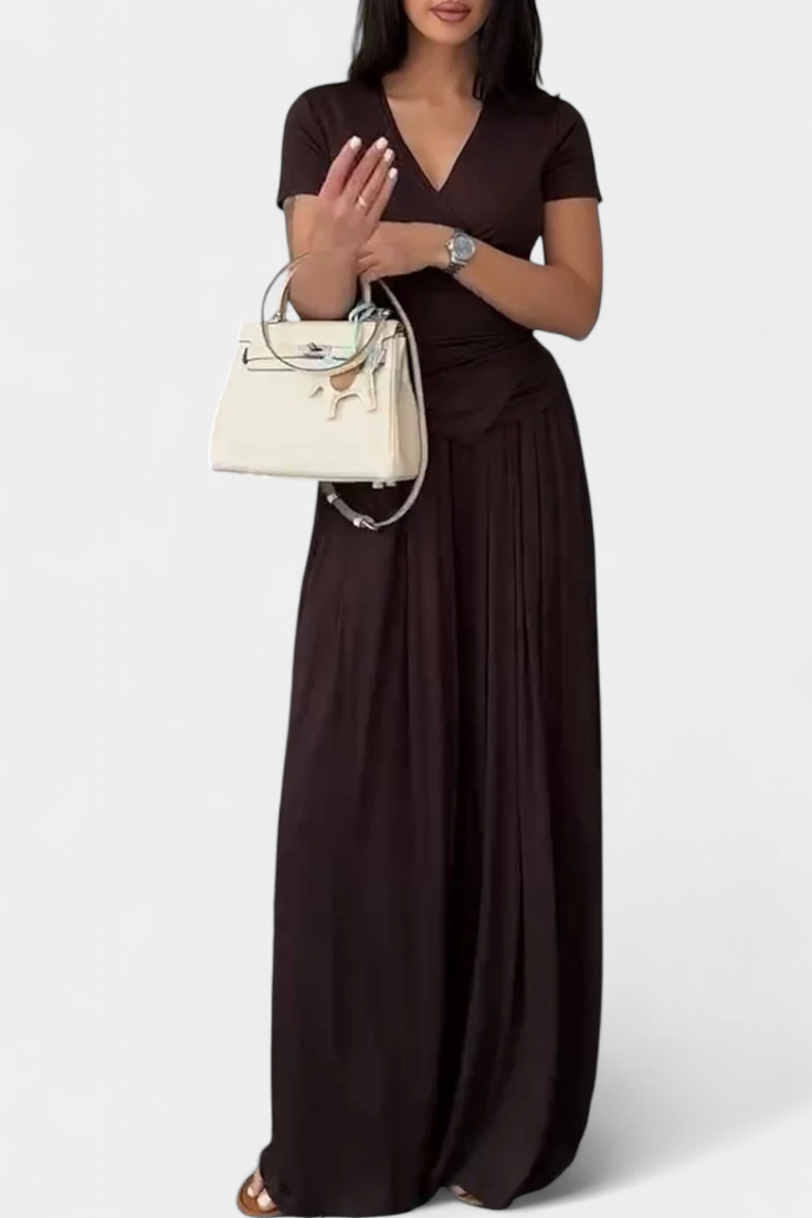 Ruslana Conjunto Cómodo de Dos Piezas con Escote en V Cruzado