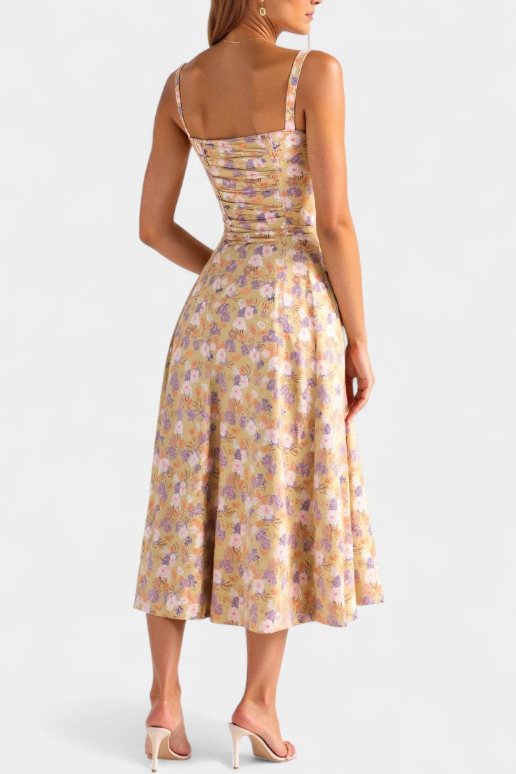 Flora Vestido Midi A-Line con Corsé