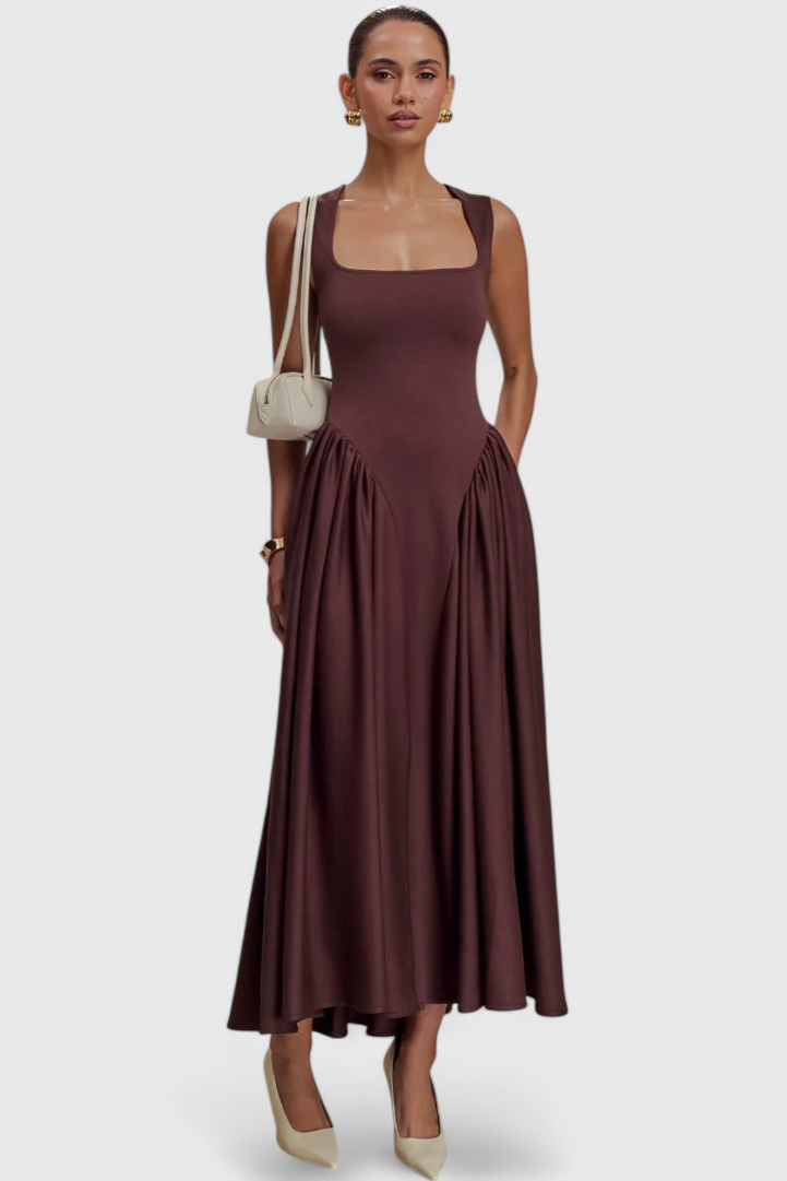 Verona Vestido Midi con Escote Cuadrado