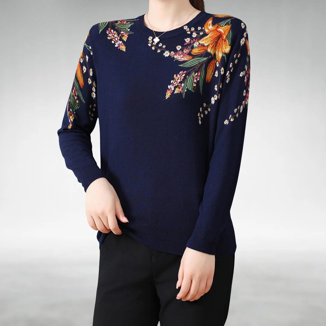 Maravella™ Suéter Elegante de Punto Floral