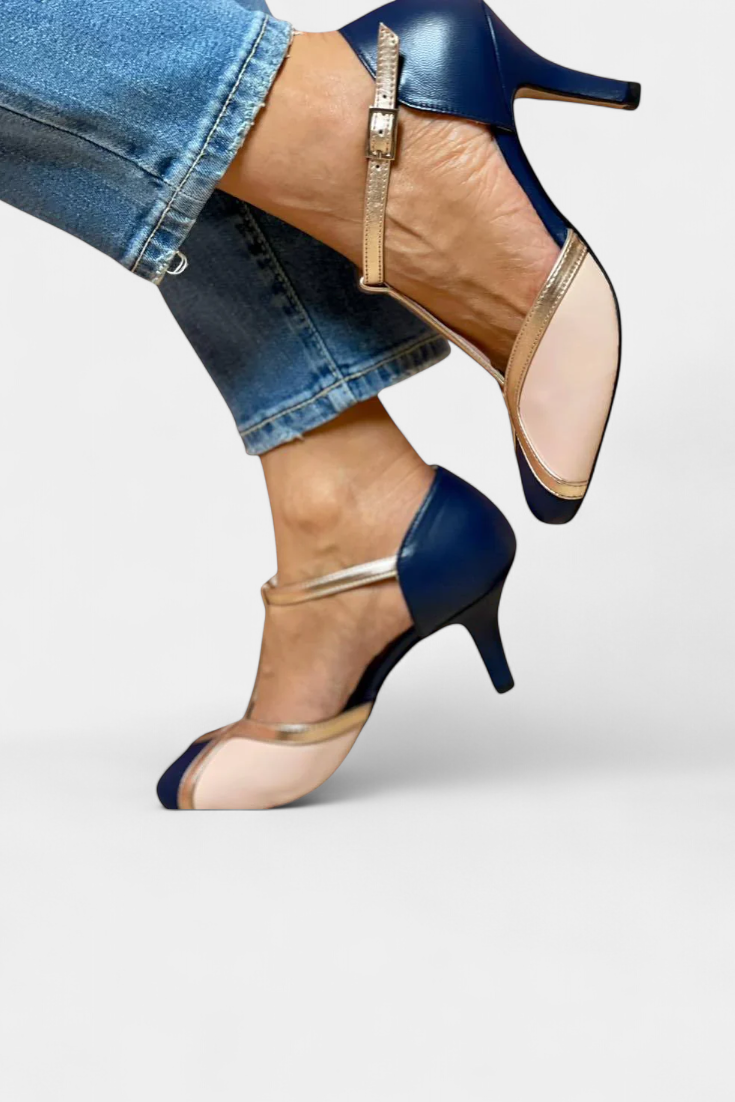 Hailey Tacones Bicolor con Toque Sofisticado