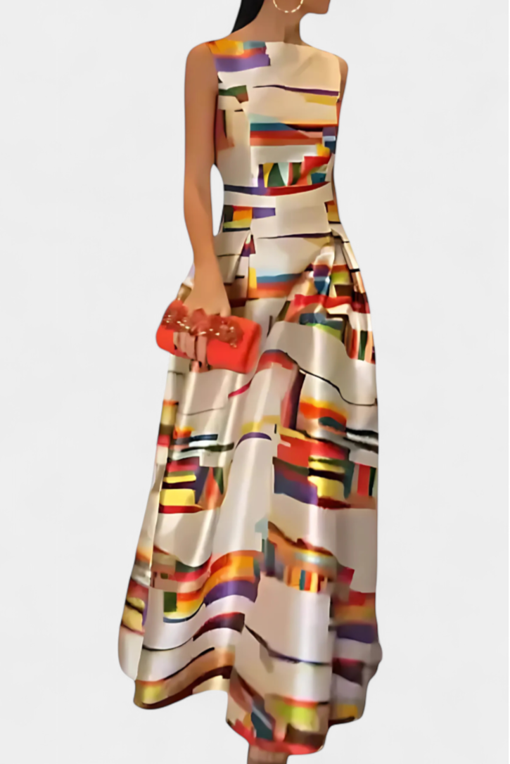 Zara Vestido con Espalda Descubierta y Estampado Artístico