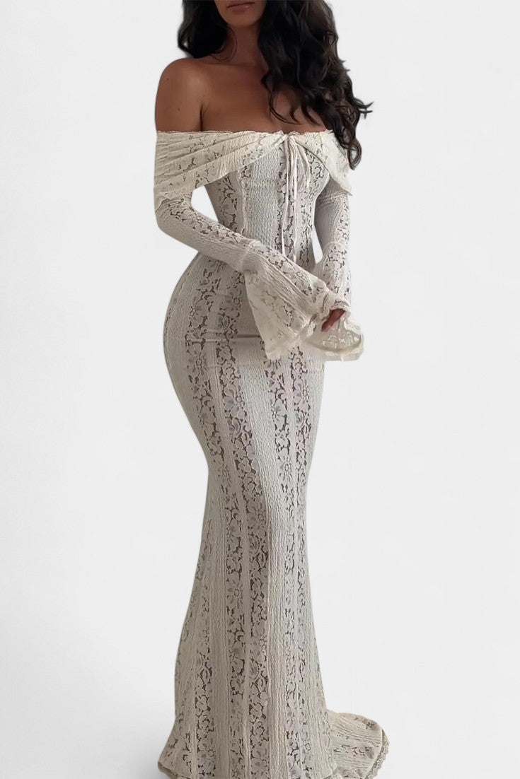 Rosalie Vestido Maxi Off-Shoulder de Encaje
