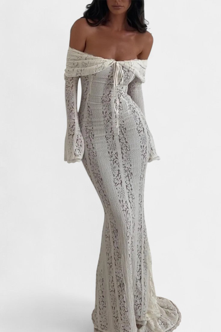 Rosalie Vestido Maxi Off-Shoulder de Encaje