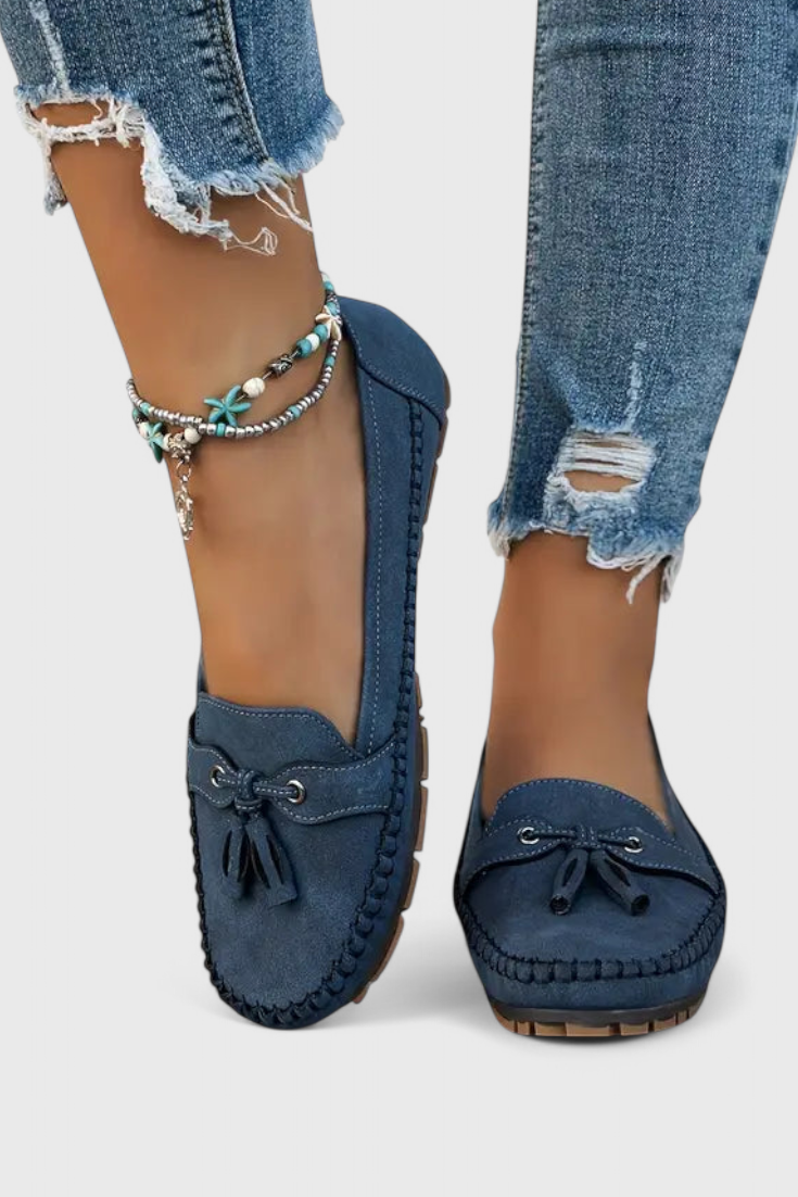 Peony Mocasines de Suede Clásicos con Borlas