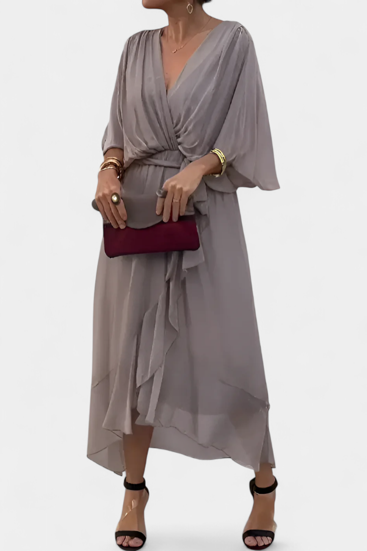 Luisa Vestido Largo con Escote en V y Corte Flowy