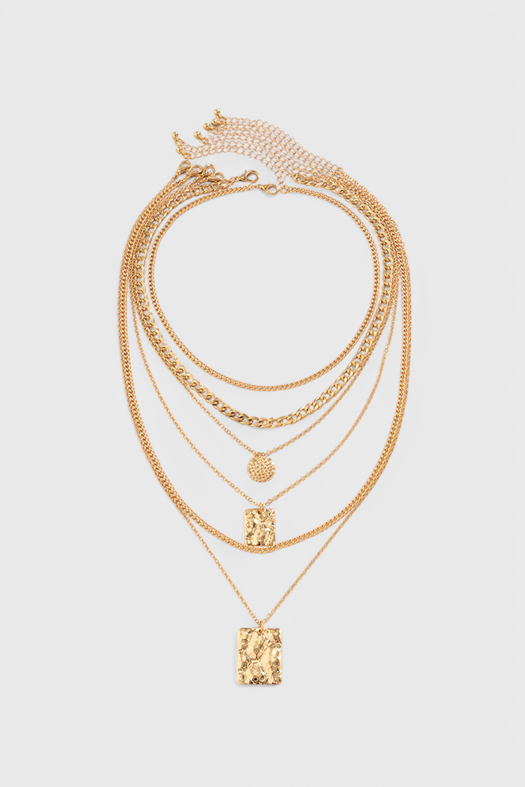 Collar de Colgante Geométrico de Cadena de Metal