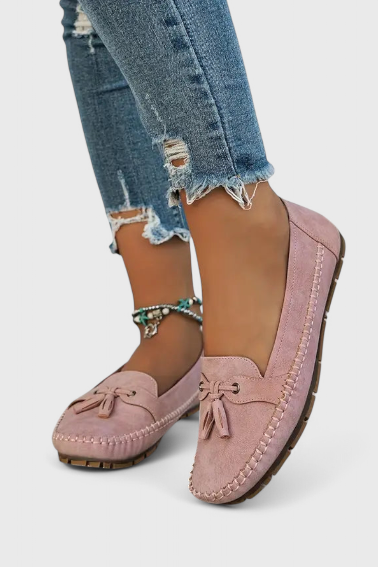 Peony Mocasines de Suede Clásicos con Borlas