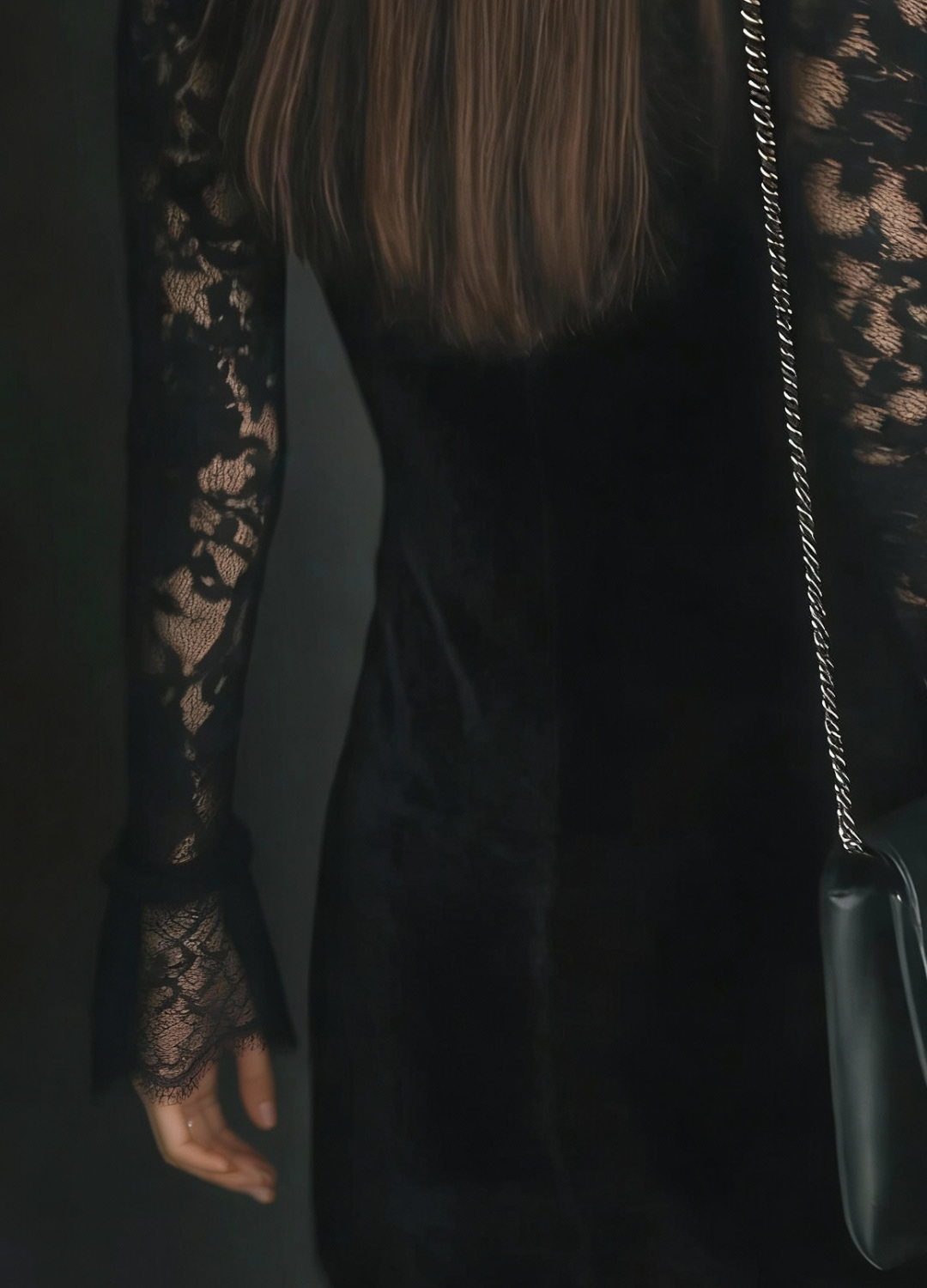 Luna – Vestido Mini de Terciopelo con Encaje