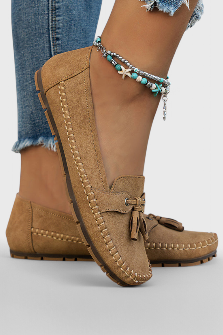 Peony Mocasines de Suede Clásicos con Borlas