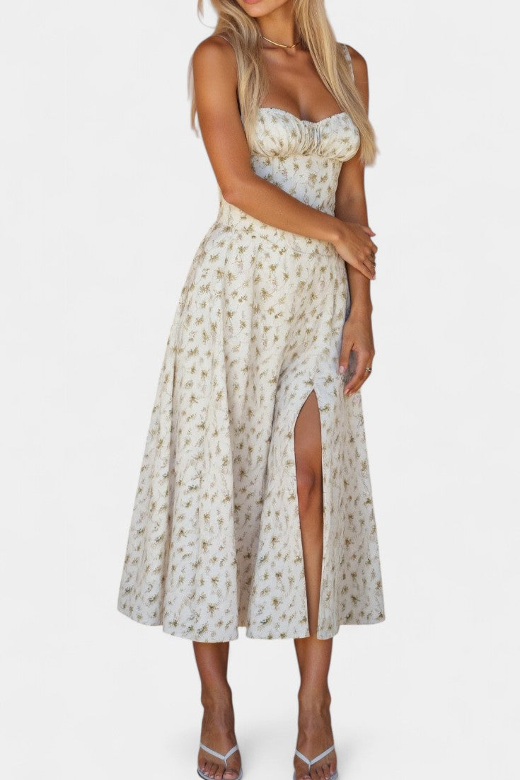 Flora Vestido Midi A-Line con Corsé