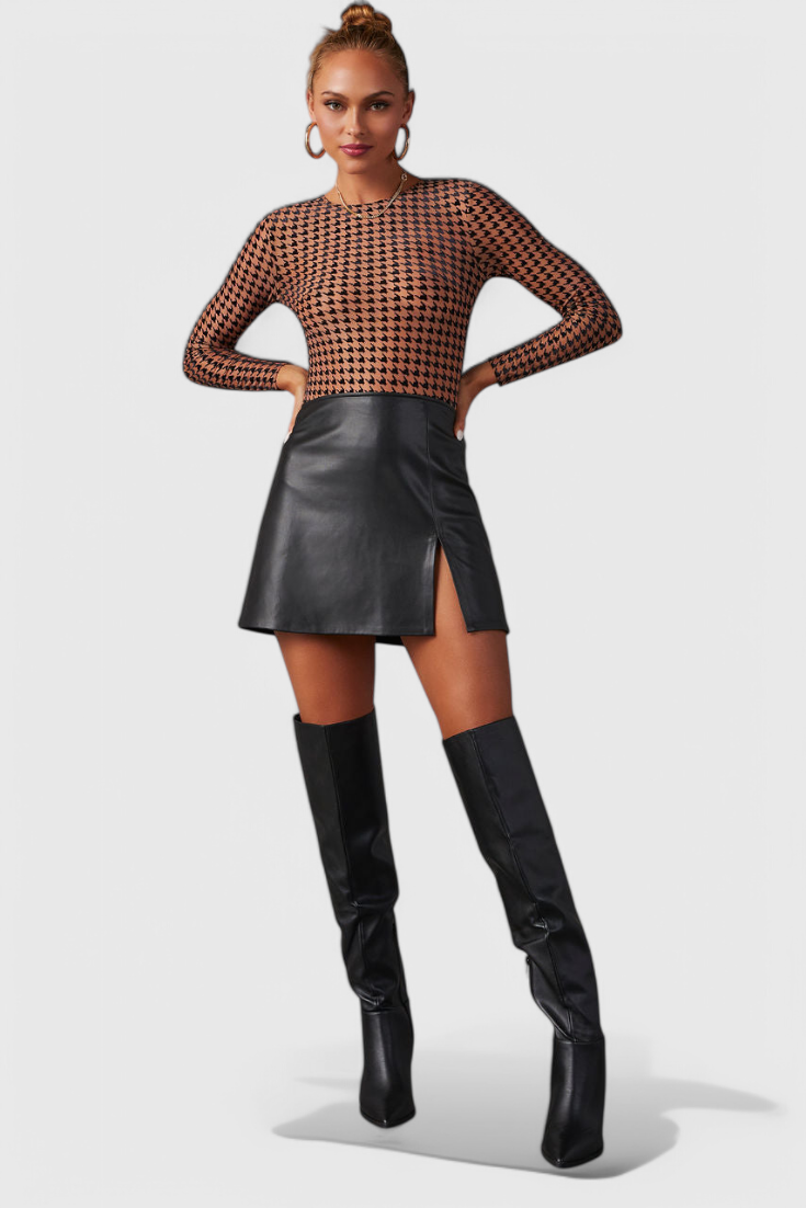 Bella Botas Negras por Encima de la Rodilla con Tacón Ancho