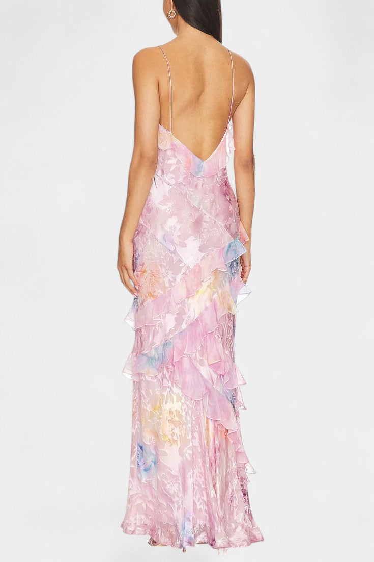 Fawn Vestido Maxi con Volantes Florales