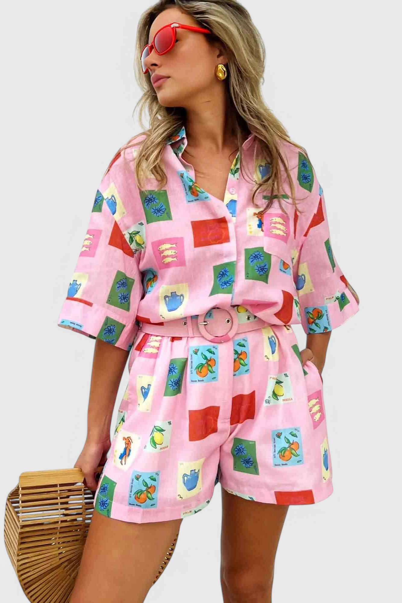 Paula Conjunto de Estampado Pink