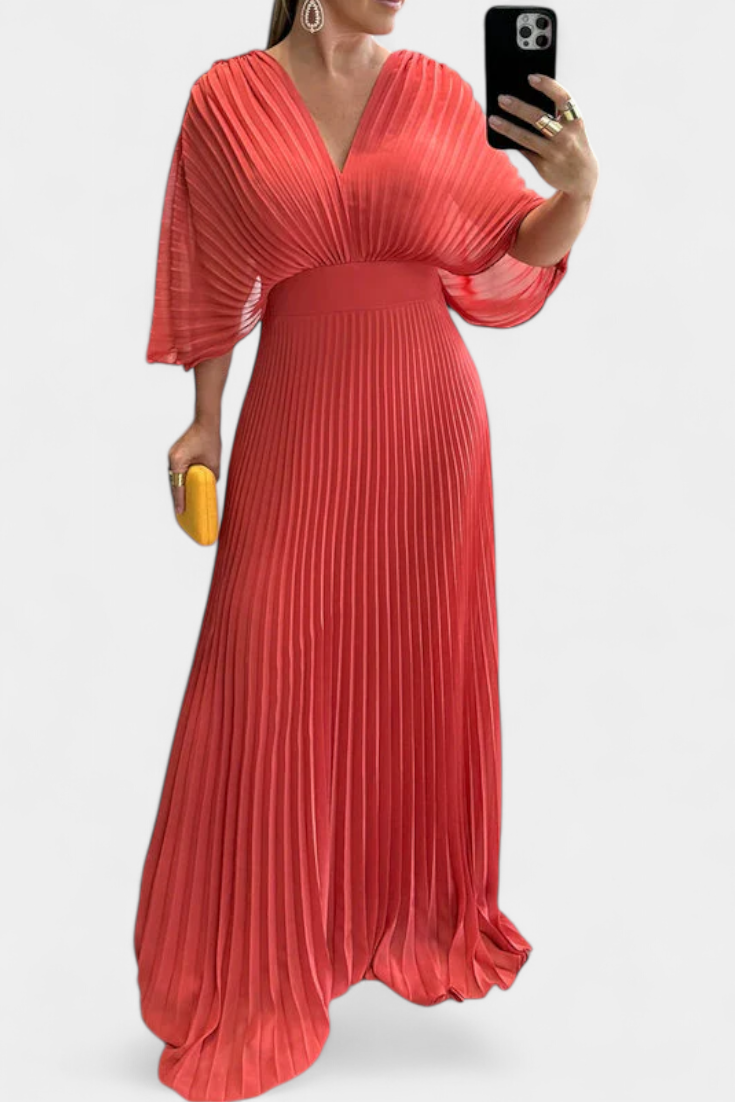 Odele Vestido Plisado Fluido con Espalda Abierta