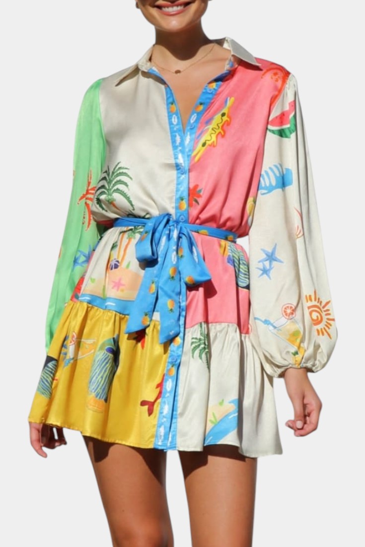 Fallon Vestido Mini Impreso Multi-Color