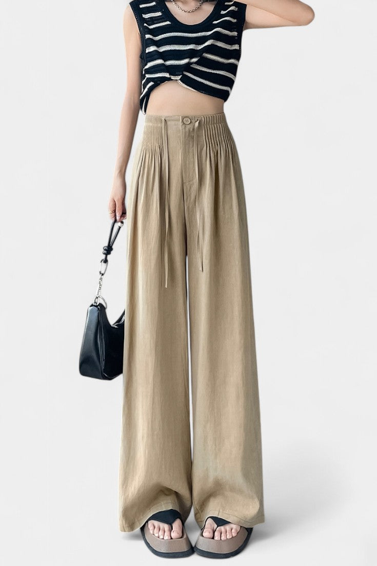 Ilyana Pantalones de Cintura Alta y Pierna Ancha