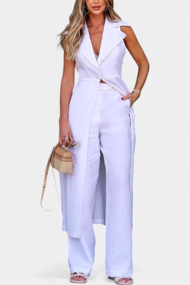 Eider Conjunto con Chaleco Largo y Pantalón Recto