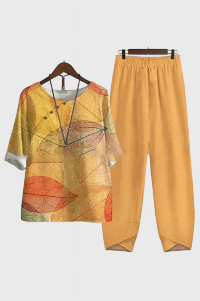 Ursula Conjunto Chic de Camisa y Pantalón con Estilo Relajado