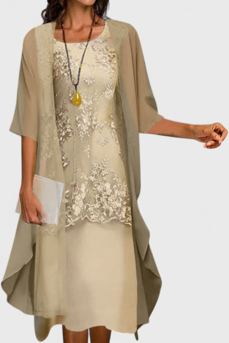 Apolline Vestido Conjunto Elegante de Chiffon con Diseño Atemporal