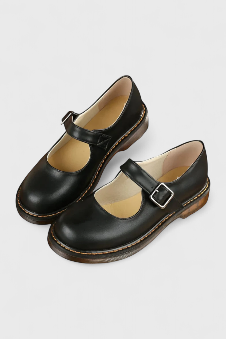 Lareina Zapatos Mary Jane Vintage con Correa y Suela de Confort