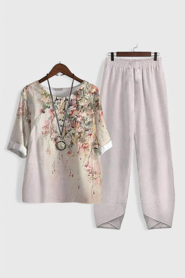 Ursula Conjunto Chic de Camisa y Pantalón con Estilo Relajado