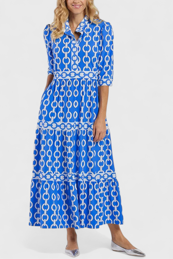 Casilda – Vestido Midi con Estampado de Cadenas