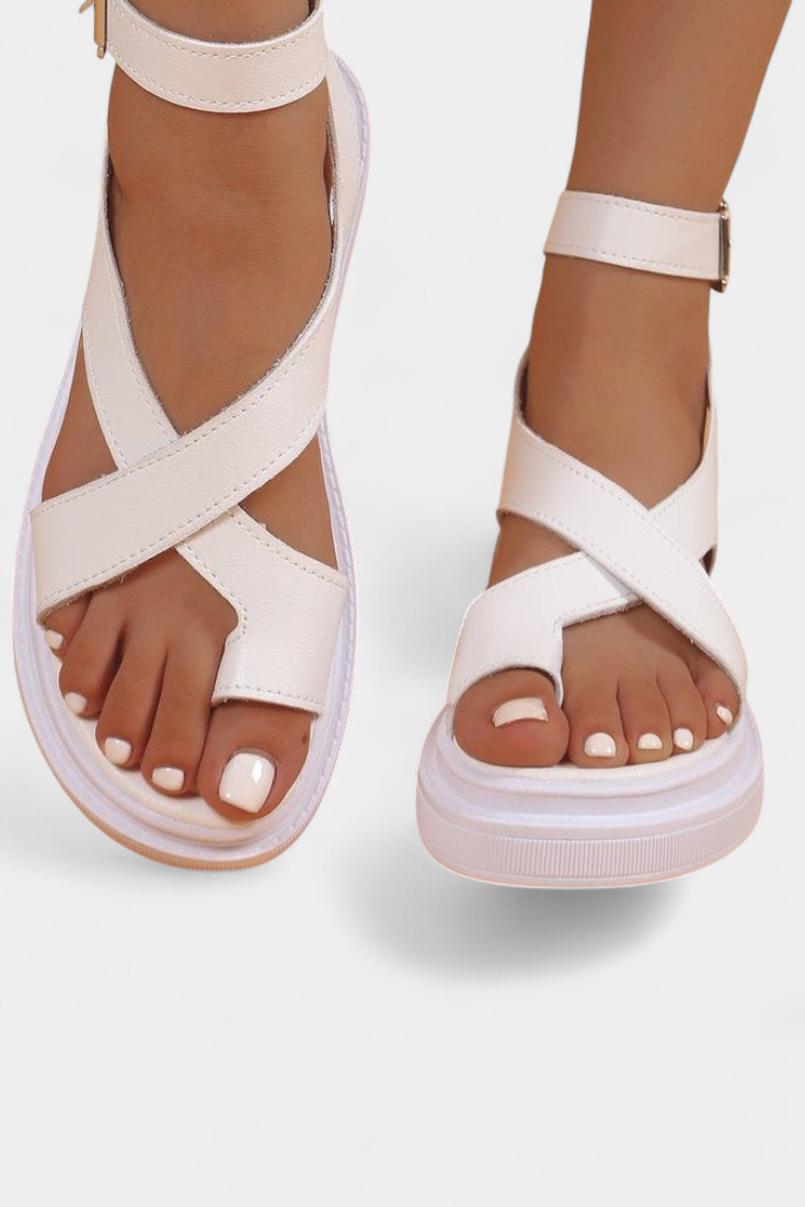 Estela Sandalias de Plataforma para Dama con Tiras Cruzadas de Sintético