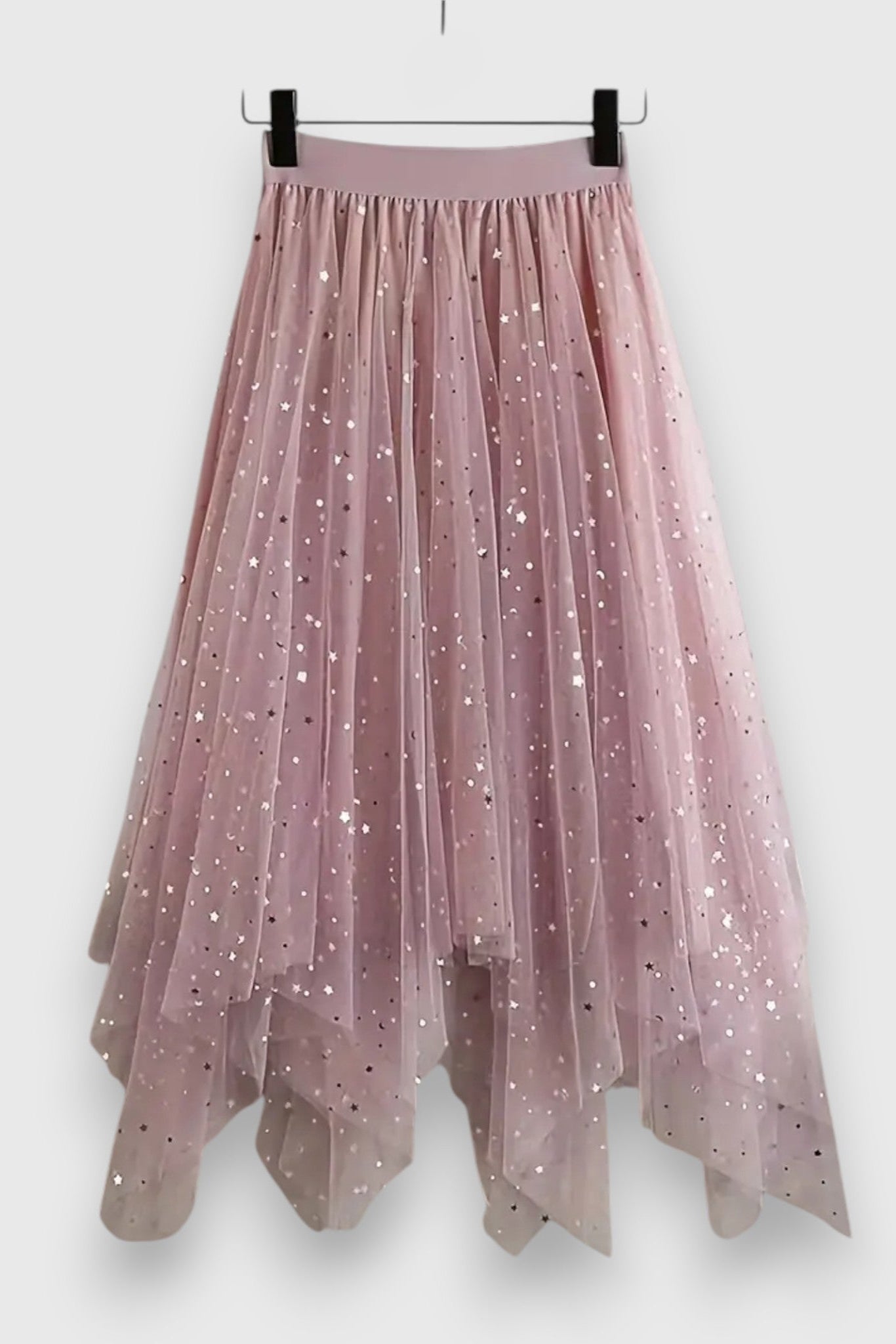 Colette Falda de Lentejuelas con Dobladillo Fruncido y Cintura Alta