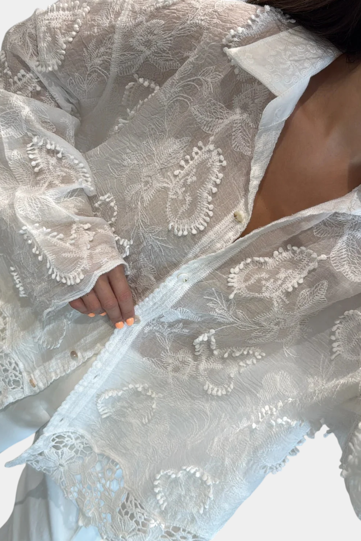 Prairie Camisa de Encaje Bordado