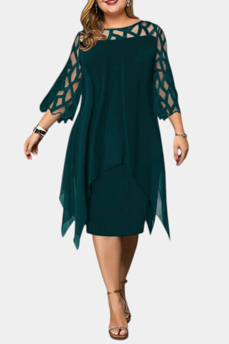 Yana Vestido Talla Grande con Mangas de Encaje