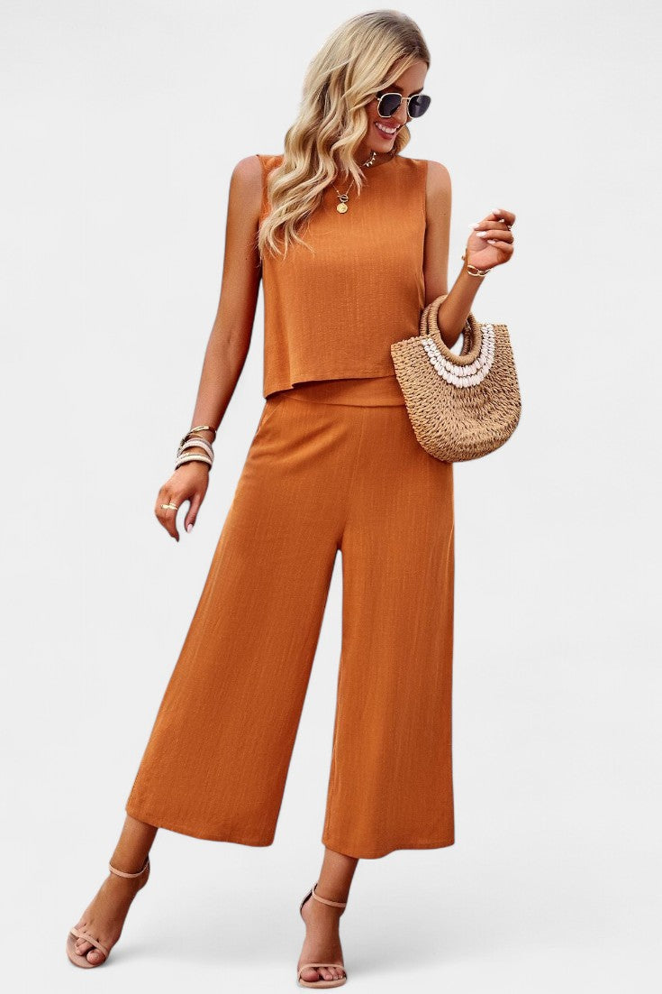 Lavinia Conjunto Boho de Top y Shorts en Lino y Algodón