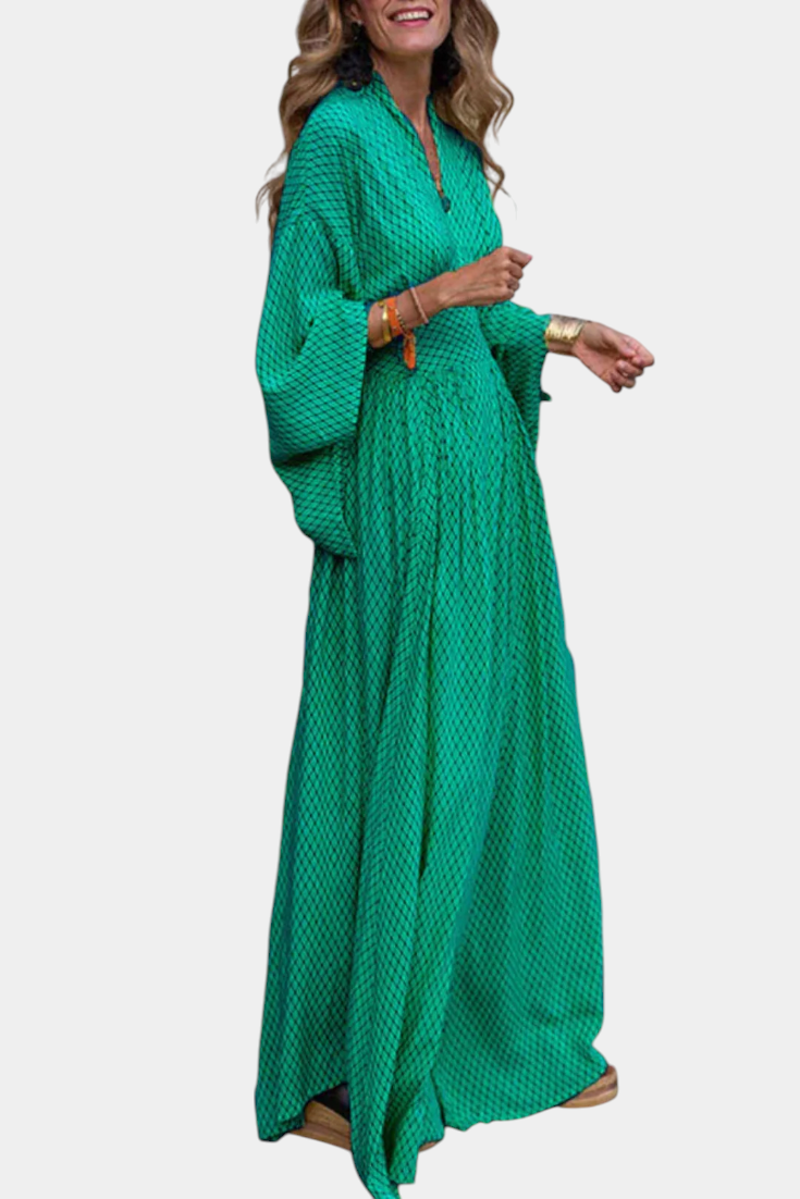 Anelia Vestido Maxi Geométrico con Escote en V