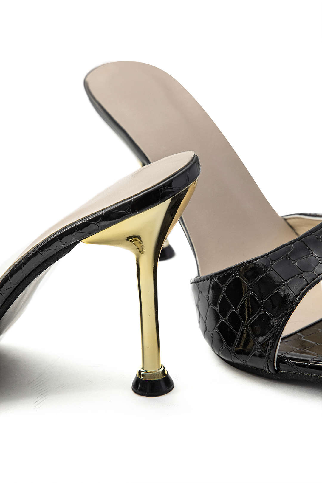 Sandalias de tacón alto con punta abierta y sin correa en el tobillo