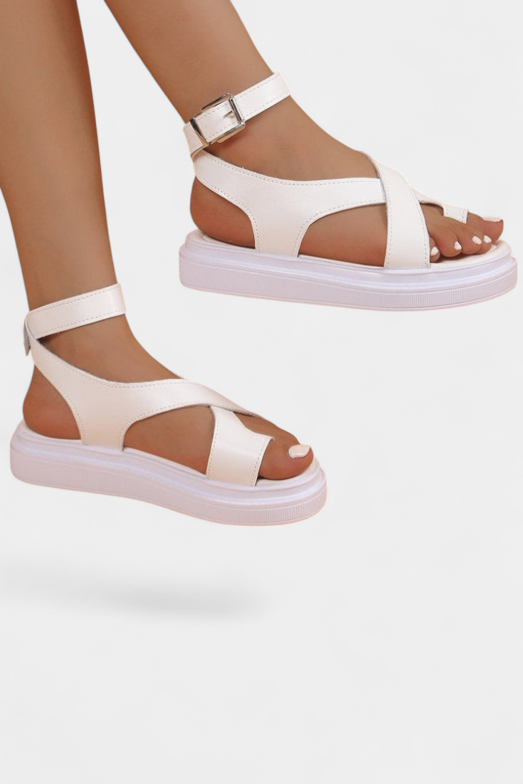 Estela Sandalias de Plataforma para Dama con Tiras Cruzadas de Sintético