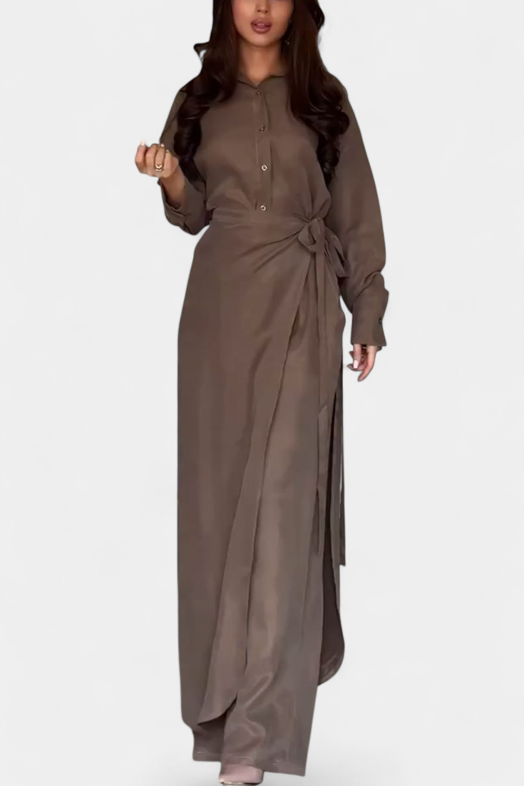 Marisol Conjunto Casual de Camisa Suelta y Pantalón Falda