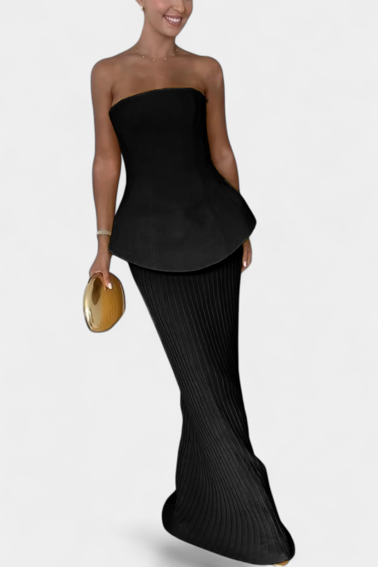 Clarita Conjunto de Dos Piezas Plisado Sin Tirantes