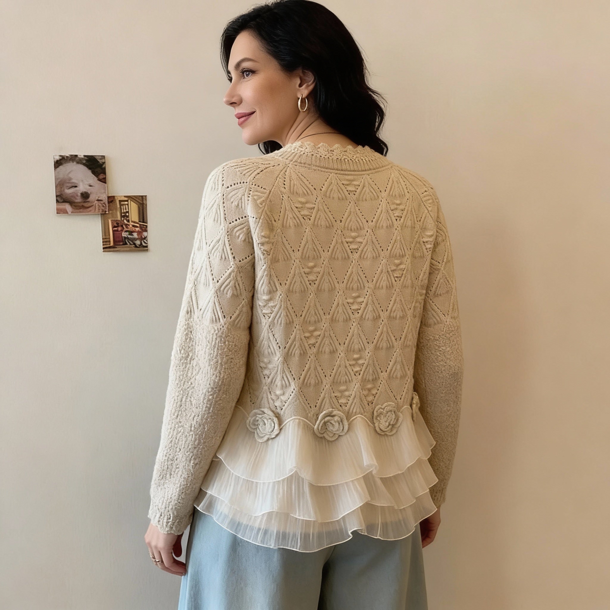 Jersey Romántico de Punto Suave con Bajo Ondulado