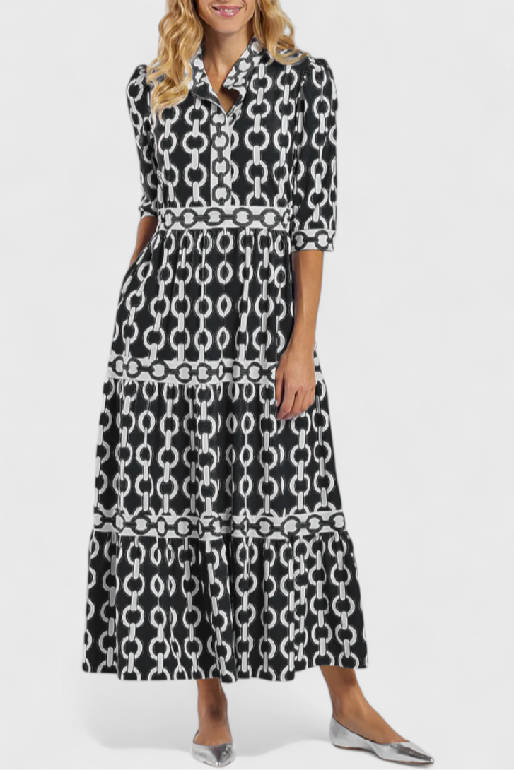 Casilda – Vestido Midi con Estampado de Cadenas