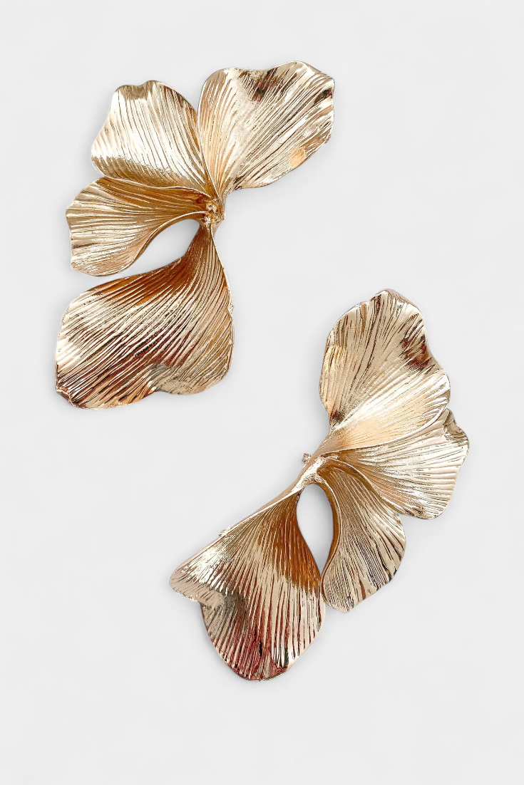 Pendientes Colgantes de Hoja en Metal Texturizado