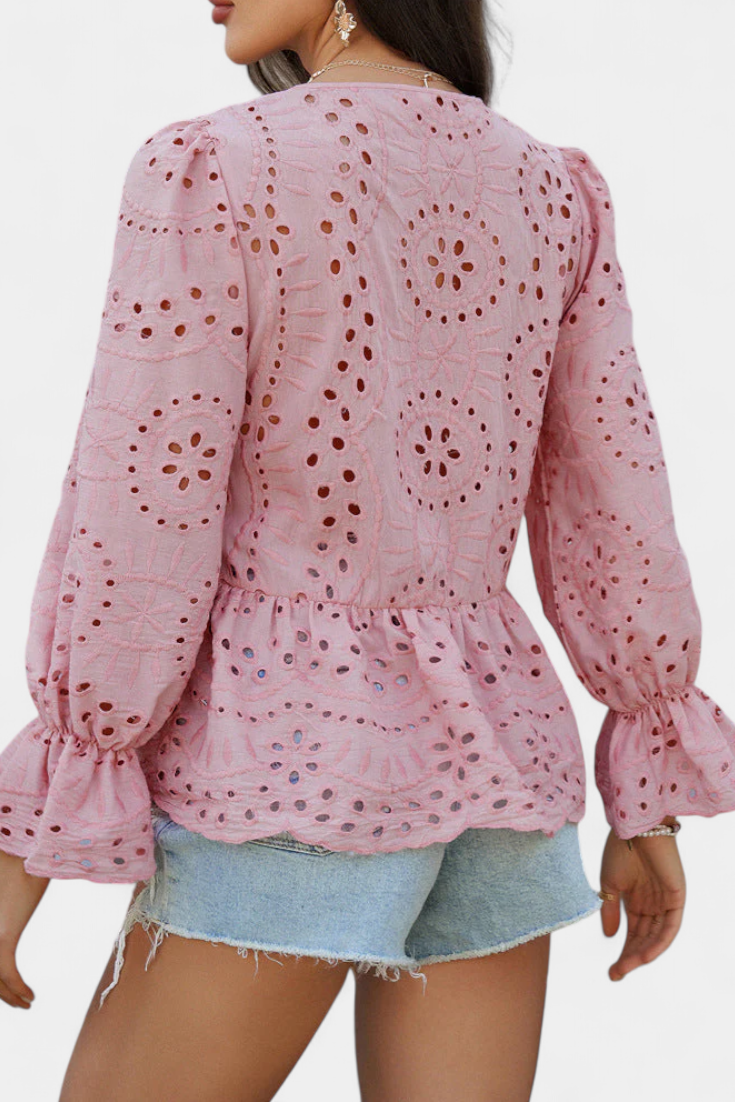 Kayden Top Bohemio de Encaje con Corte Fluido