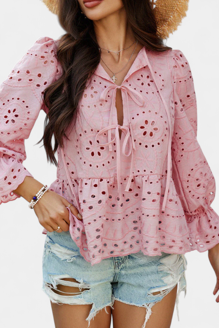 Kayden Top Bohemio de Encaje con Corte Fluido