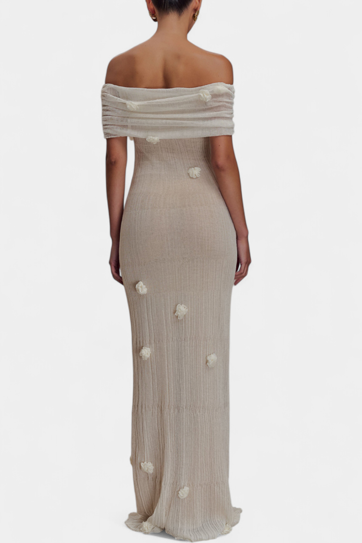 Barbara Vestido Maxi de Punto Off-Shoulder