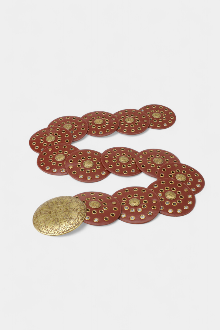 Alicia Cinturón Cowboy Vintage con Hebilla Circular Decorativa