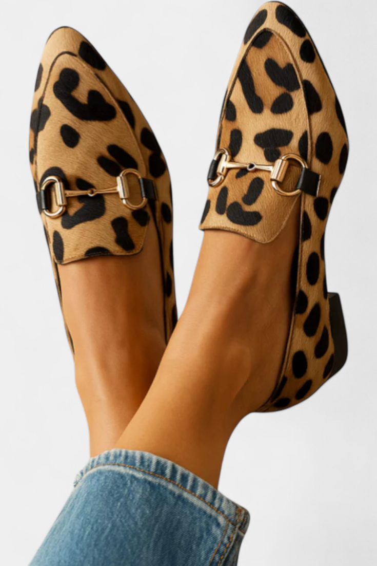 Lillian Mocasín Estampado con Hebilla Metálica